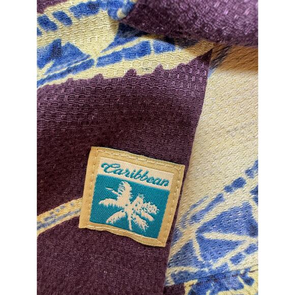 Caribbean 100% Silk Men’s CL Button Up Short Sleeve Shirt Floral Hawaiin - Picture 10 of 13